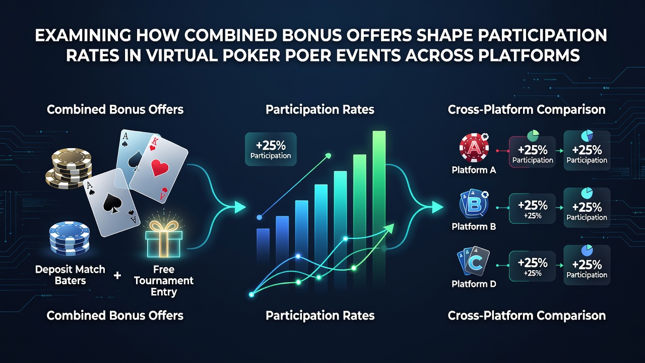 Darstellung kombinierter Bonusangebote auf verschiedenen Pokerplattformen mit Teilnahme-Statistiken