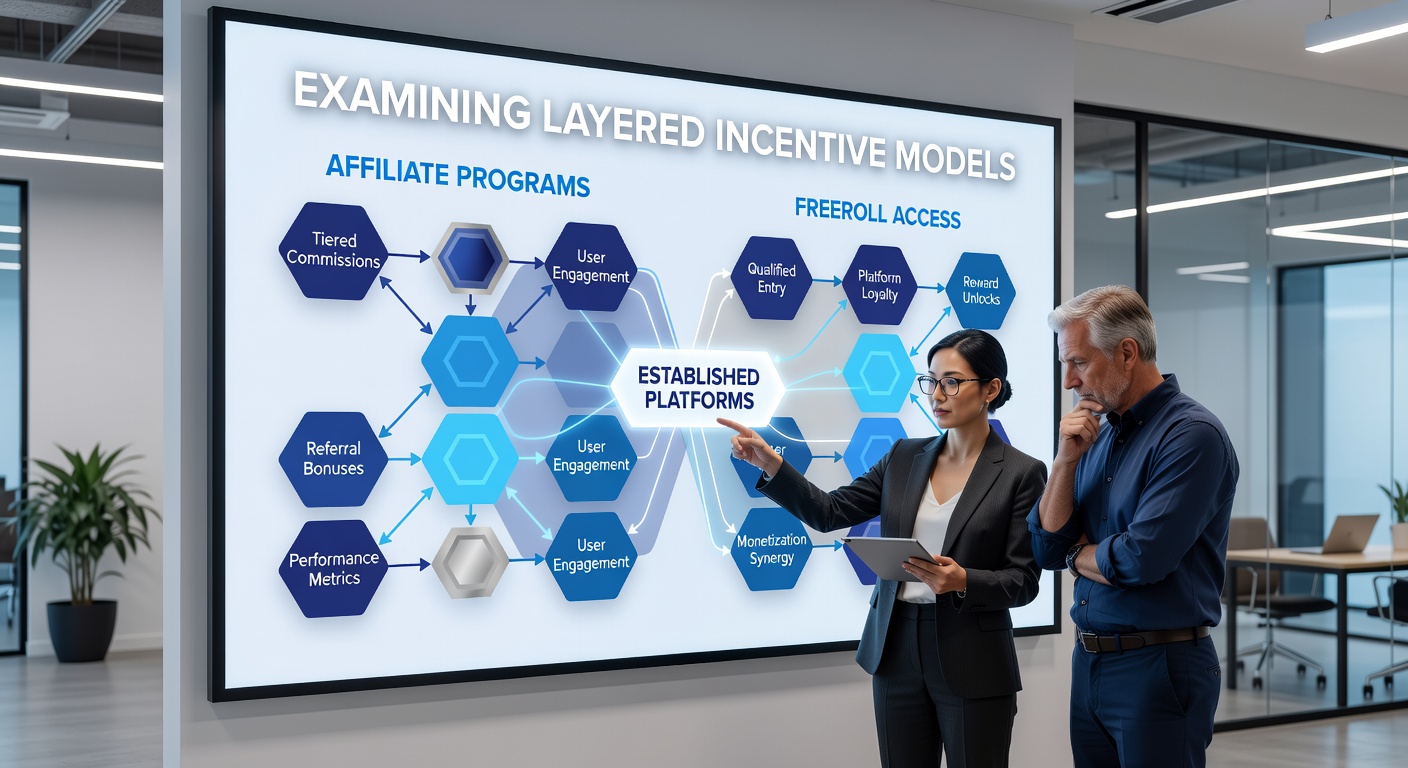 Darstellung geschichteter Anreizmodelle mit Affiliate-Programmen und Freeroll-Zugängen auf Poker-Plattformen
