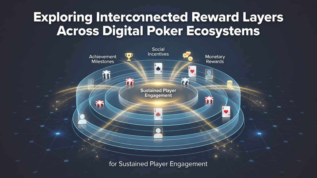 Darstellung vernetzter Belohnungssysteme in digitalen Poker-Umgebungen mit Schichten aus Affiliate-Programmen und Turnierzugängen