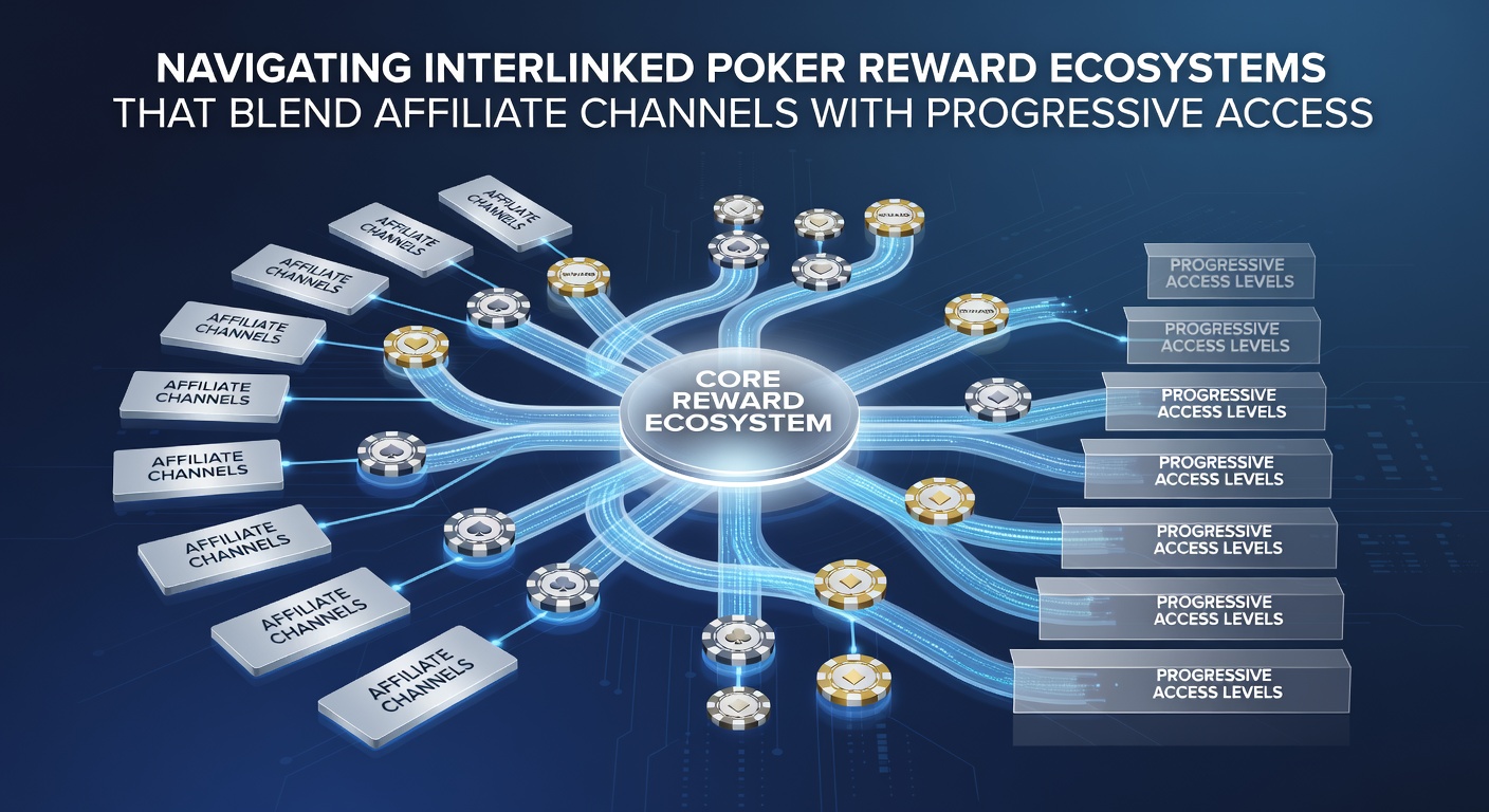 Illustration von schrittweisen Belohnungswegen in Poker-Netzwerken mit Affiliate-Elementen